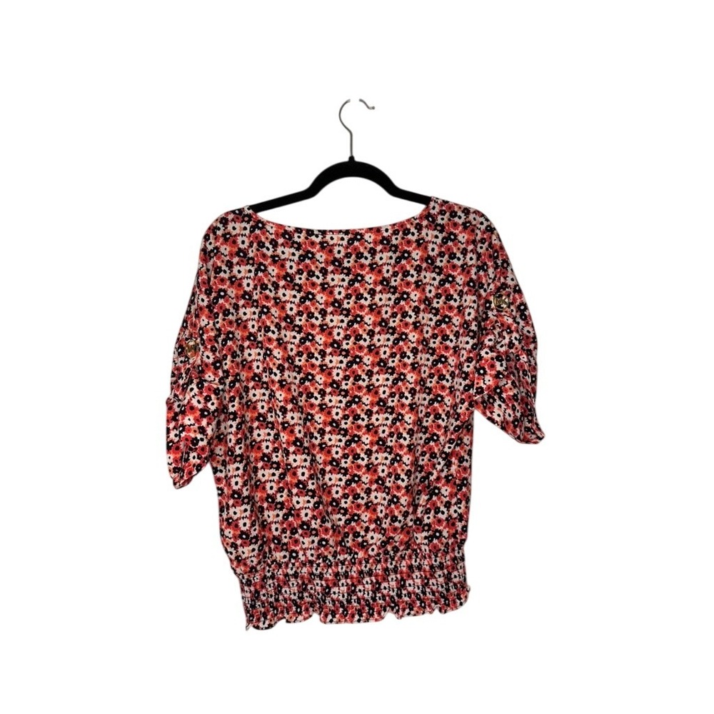 Michael Kors Floral Print Smocked Waist 3/4 Sleeve Blouse Top. NWT - Picture 9 of 10